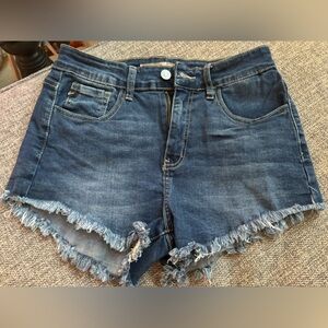 Denim Frayed Hem Women Shorts